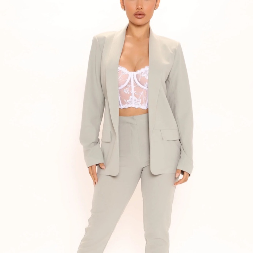 Sage Green Blazer Pant Set Fashion Nova